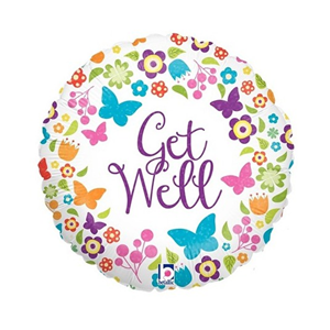 Folieballon Get Well Vlinders & Bloemen 46 cm Folieballon Get Well Vlinders & Bloemen 46 cm